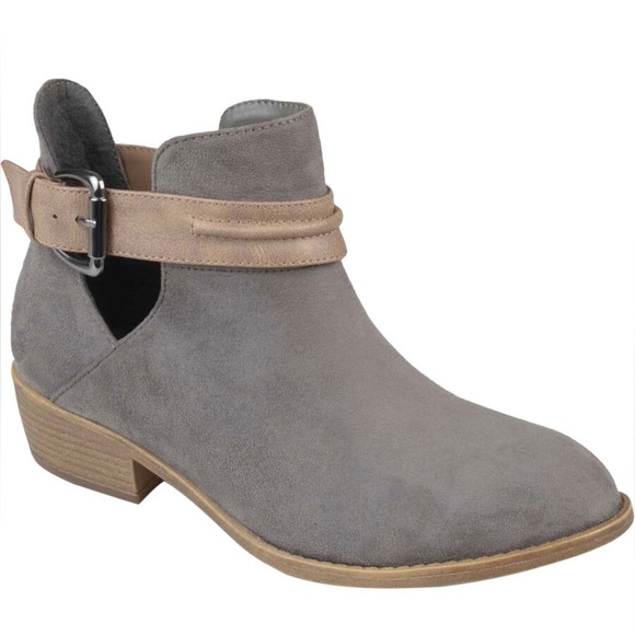 NEW Grey Side Slit Cut-Out Booties - Picture 2 of 10